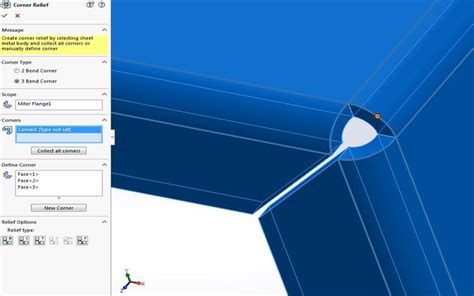 corner relief in SolidWorks